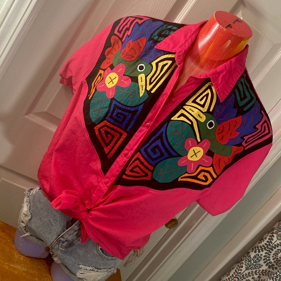 VINTAGE MY NAME IS PANAMA Buttoned Down Fun Rad Retro Vacation Beach Top - Picture 3 of 16